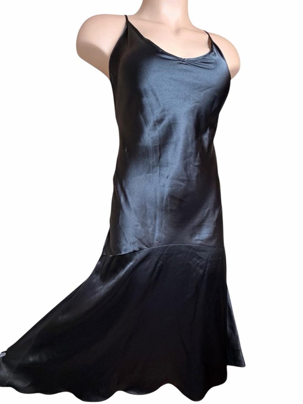 Victoria’s Secret Collection 1998 Black Satin Drop Waist Maxi Dress M